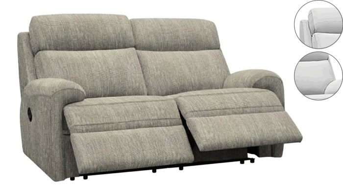 G Plan Hardy 2 Seater Electric Double Recliner Headrest Lumbar Support Coppice Ash